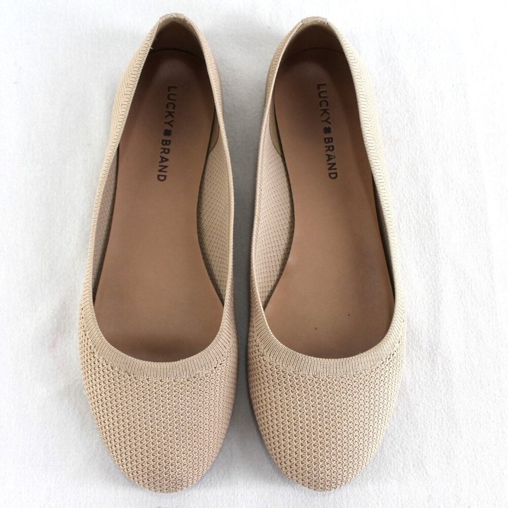 Lucky Brand Erin Ballet Flats Womens Size 10 M Tan Mesh Knit Shoes - Picture 6 of 8